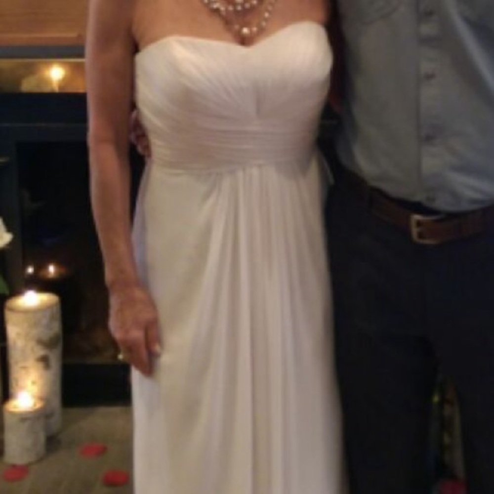 David's Bridal Cream Flowing Maxi Dress - Simple Elegant Skirt